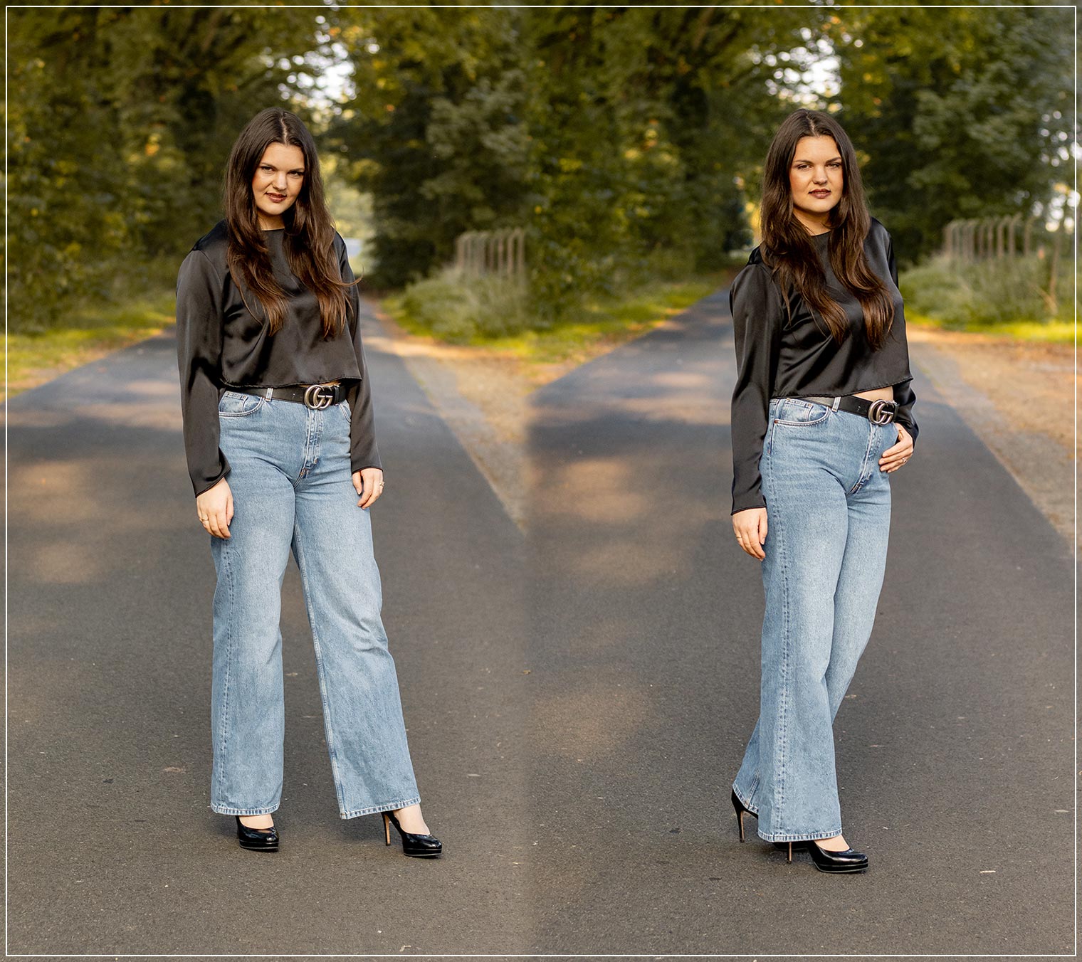 Jeans mit weitem Bein als eleganter Herbstlook