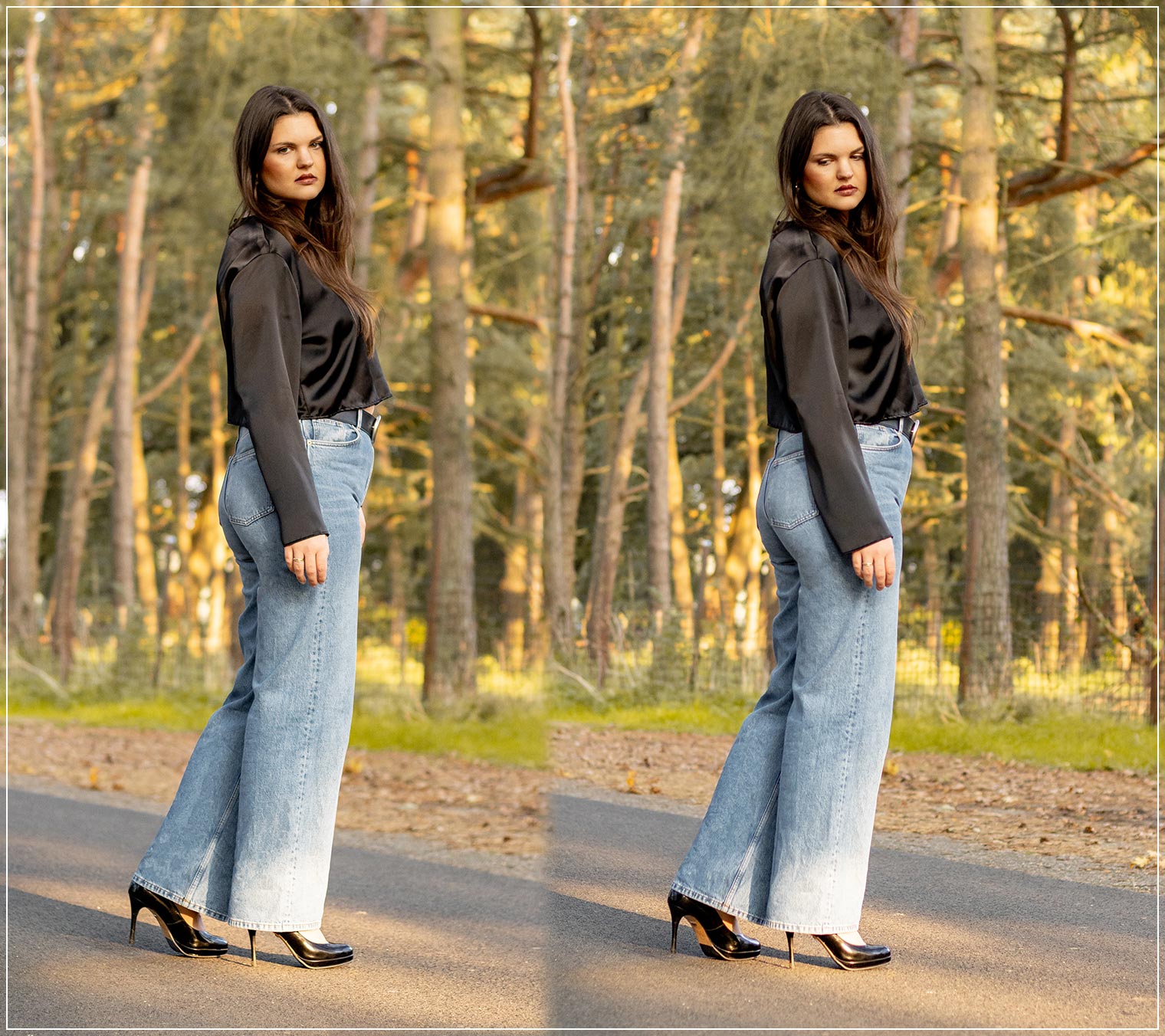 Wide Leg Jeans zum eleganten Herbstlook kombiniert