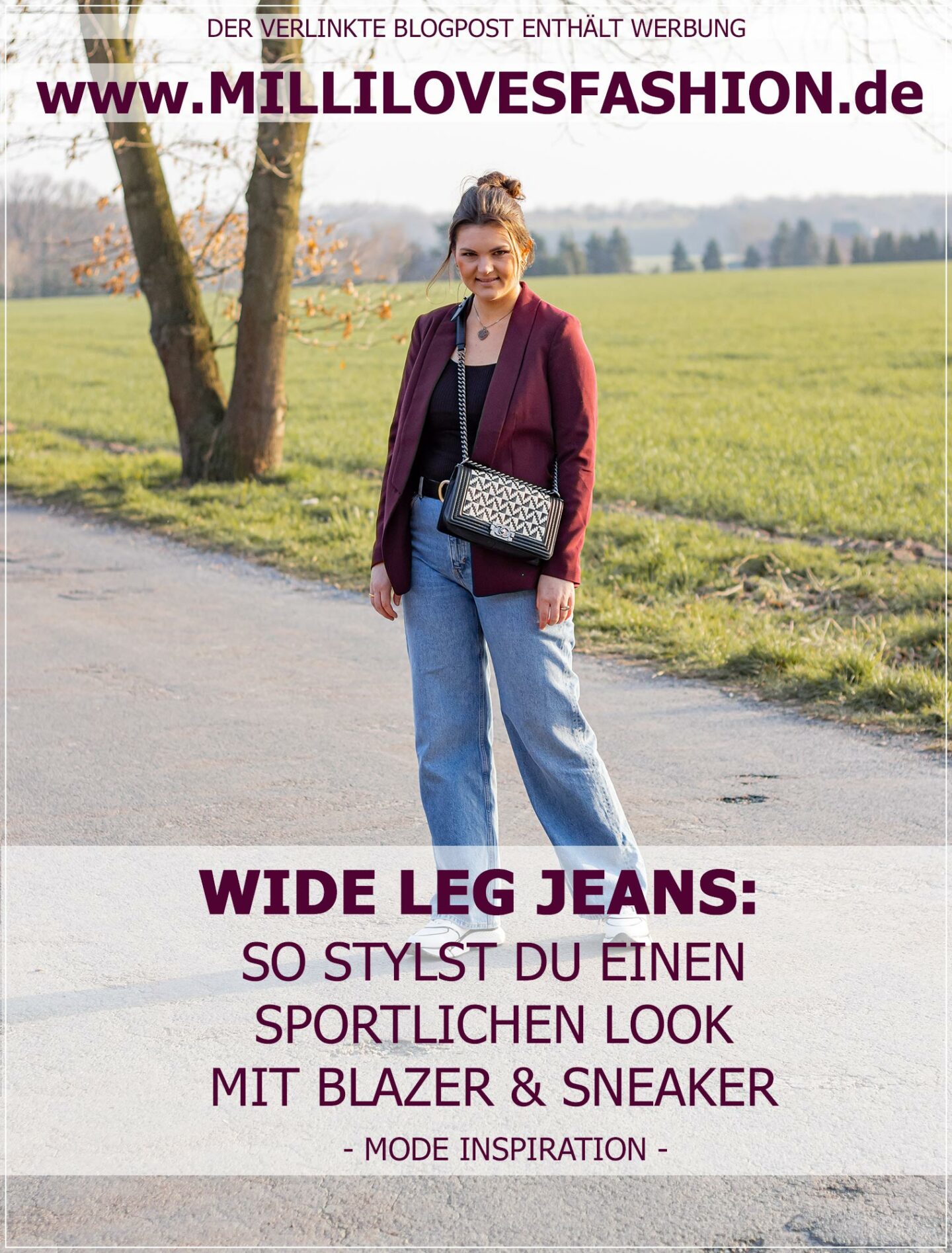 Wide Leg Jeans als sportlicher Look mit Blazer