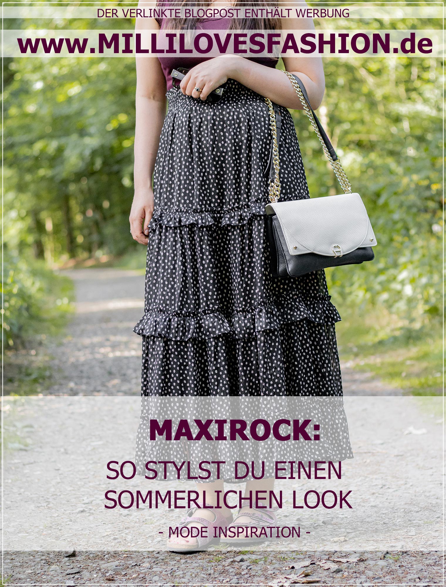 Sommerlicher Look mit Maxirock und Spitzentop